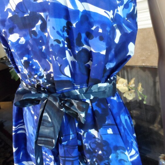 Marni Blue Abstract Print Sleeveless Cotton Dress Size IT 38- US 2 - Picture 9 of 16